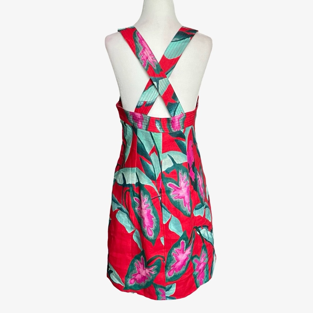 FARM Rio Summer Foliage Cross Back Mini Dress Red Medium NWT - Picture 5 of 16